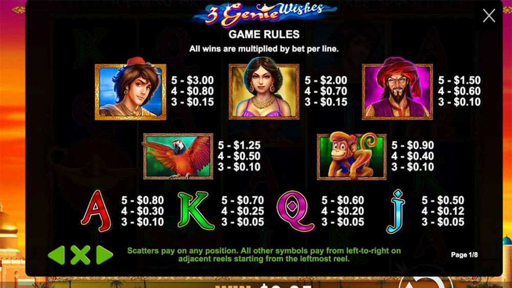 3 Genie Wishes slot overview