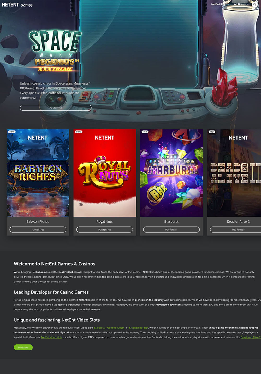 NetEnt games portfolio